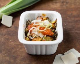 Gratin di porri al ragù